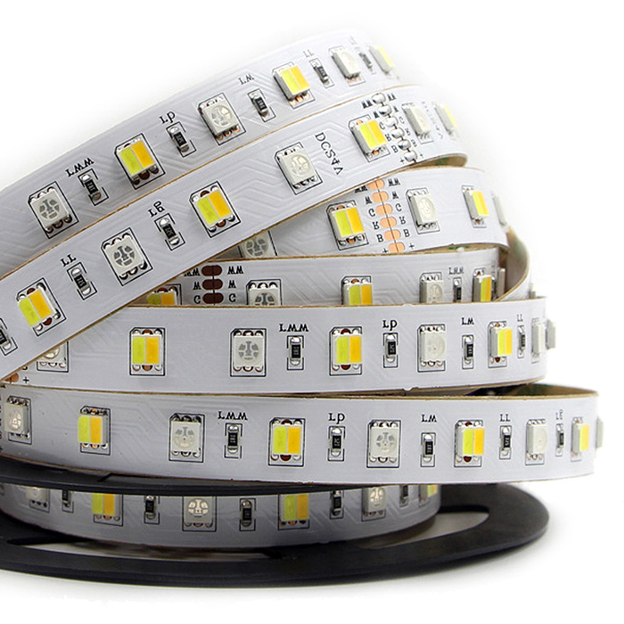 RGB+CCT LED Color Changing Lights - 16mm/10mm 24V 5050 LED Strip - 72LEDs/m
